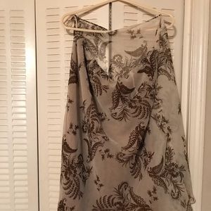 Floral beige with black wrap skirt